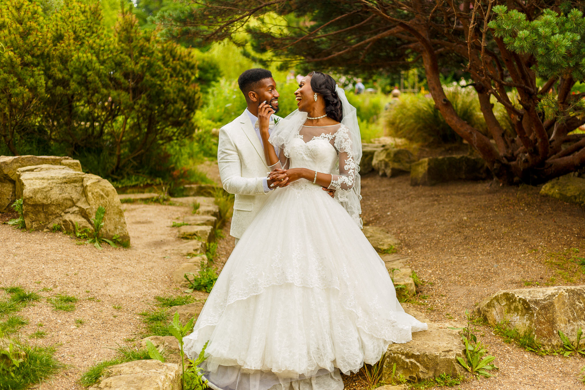Nigerian Bride and Groom Hugging