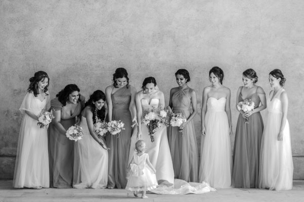 London Wedding Photographer bride and bridesmaids posing for the photo