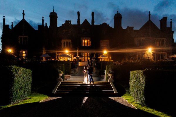 Photo of the married couple after sunset